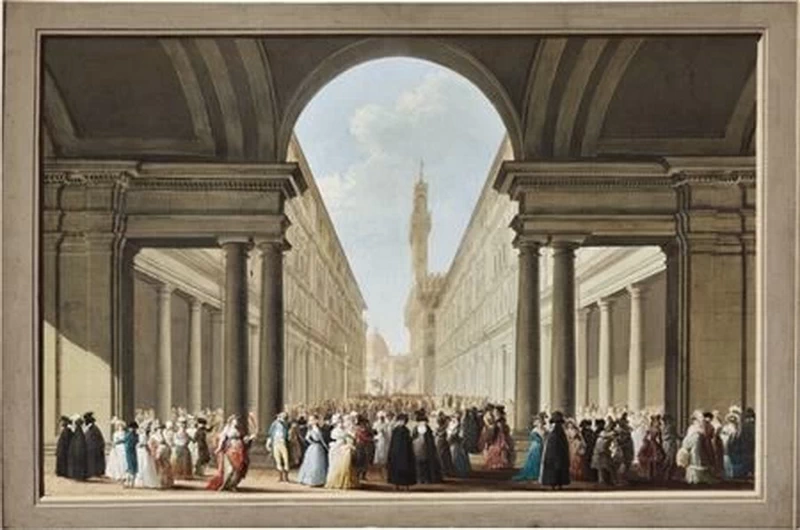 Veduta degli Uffizi e Piazza della Signoria a Firenze